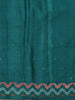 Teal Blue Birds Motif Printed Design Pure Tussar Saree with Woven Border