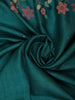 Teal Blue Birds Motif Printed Design Pure Tussar Saree with Woven Border
