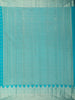Teal Blue Butta Woven Design Kanchipuram Silk Saree with Contrast Gold Zari Border