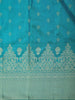 Teal Blue Butta Woven Design Kanchipuram Silk Saree with Contrast Gold Zari Border