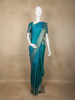 Teal Blue Butta Woven Design Kanchipuram Silk Saree with Contrast Gold Zari Border