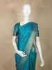 Teal Blue Butta Woven Design Kanchipuram Silk Saree with Contrast Gold Zari Border