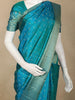 Teal Blue Butta Woven Design Kanchipuram Silk Saree with Contrast Gold Zari Border