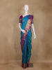 Teal Blue Butta Woven Design Pure Kanchipuram Silk Saree