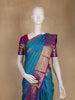 Teal Blue Butta Woven Design Pure Kanchipuram Silk Saree
