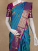Teal Blue Butta Woven Design Pure Kanchipuram Silk Saree