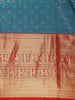 Teal Blue Butta Woven Design Pure Kanchipuram Silk Saree with Contrast Zari Border
