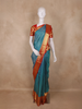 Teal Blue Butta Woven Design Pure Kanchipuram Silk Saree with Contrast Zari Border