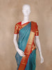 Teal Blue Butta Woven Design Pure Kanchipuram Silk Saree with Contrast Zari Border