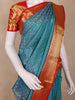 Teal Blue Butta Woven Design Pure Kanchipuram Silk Saree with Contrast Zari Border