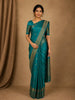 Teal Blue Butta Woven Design Semi Banarasi Silk Saree