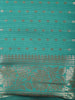 Teal Blue Butta Zari Woven Design Semi Silk Saree with Floral Border