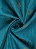 Teal Blue Checked Butta Woven Soft Silk Saree with Maroon Zari Border