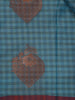 Teal Blue Checked Soft Silk Saree With Contrast Red Zari Blouse - Diadem
