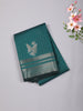 Teal Blue Checked and Butterfly Zari Woven Design Art Silk Saree with Zari Border