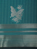 Teal Blue Checked and Butterfly Zari Woven Design Art Silk Saree with Zari Border