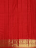 Teal Blue Checks And Annapakshi Motif Woven Pure Kanchipuram Silk Saree With Contrast Red Zari Border