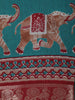 Teal Blue Elephant Printed Design Chanderi Cotton Saree with Contrast Zari Border