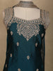 Teal Blue Embroidered Design Chiffon Palazzo Suit