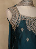 Teal Blue Embroidered Design Chiffon Palazzo Suit