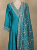 Teal Blue Embroidered Georgette Anarkali Salwar Suit with Dupatta