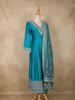 Teal Blue Embroidered Georgette Anarkali Salwar Suit with Dupatta