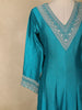 Teal Blue Embroidered Georgette Anarkali Salwar Suit with Dupatta