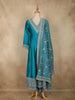 Teal Blue Embroidered Georgette Anarkali Salwar Suit with Dupatta