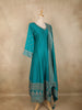 Teal Blue Embroidered Georgette Anarkali Suit with Dupatta