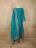 Teal Blue Embroidered Georgette Anarkali Suit with Dupatta