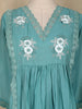 Teal Blue Floral Appliqué Embroidered Cotton Salwar Suit with Scallop Lace