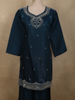 Teal Blue Floral Beads Embroidered Design Organza Palazzo Suit