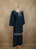 Teal Blue Floral Beads Embroidered Design Organza Palazzo Suit