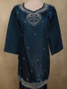 Teal Blue Floral Beads Embroidered Design Organza Palazzo Suit