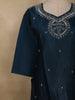 Teal Blue Floral Beads Embroidered Design Organza Palazzo Suit