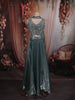 Teal Blue Floral Beads Embroidered Design Tissue Organza Lehenga With Choker Dupatta