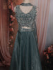 Teal Blue Floral Beads Embroidered Design Tissue Organza Lehenga With Choker Dupatta