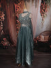 Teal Blue Floral Beads Embroidered Design Tissue Organza Lehenga With Choker Dupatta
