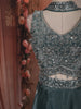 Teal Blue Floral Beads Embroidered Design Tissue Organza Lehenga With Choker Dupatta