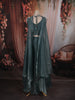 Teal Blue Floral Beads Embroidered Design Tissue Organza Lehenga With Choker Dupatta