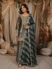Teal Blue Floral Beads Embroidered Design Tissue Silk Palazzo Suit with Dupatta