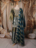 Teal Blue Floral Beads Embroidered Design Tissue Silk Palazzo Suit with Dupatta
