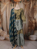 Teal Blue Floral Beads Embroidered Design Tissue Silk Palazzo Suit with Dupatta