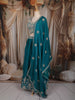 Teal Blue Floral Beads and Zari Embroidered Design Georgette Lehenga with Dupatta