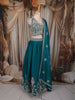 Teal Blue Floral Beads and Zari Embroidered Design Georgette Lehenga with Dupatta
