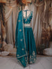 Teal Blue Floral Beads and Zari Embroidered Design Georgette Lehenga with Dupatta