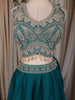 Teal Blue Floral Beads and Zari Embroidered Design Georgette Lehenga with Dupatta