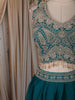 Teal Blue Floral Beads and Zari Embroidered Design Georgette Lehenga with Dupatta