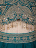 Teal Blue Floral Beads and Zari Embroidered Design Georgette Lehenga with Dupatta