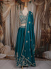 Teal Blue Floral Beads and Zari Embroidered Design Georgette Lehenga with Dupatta